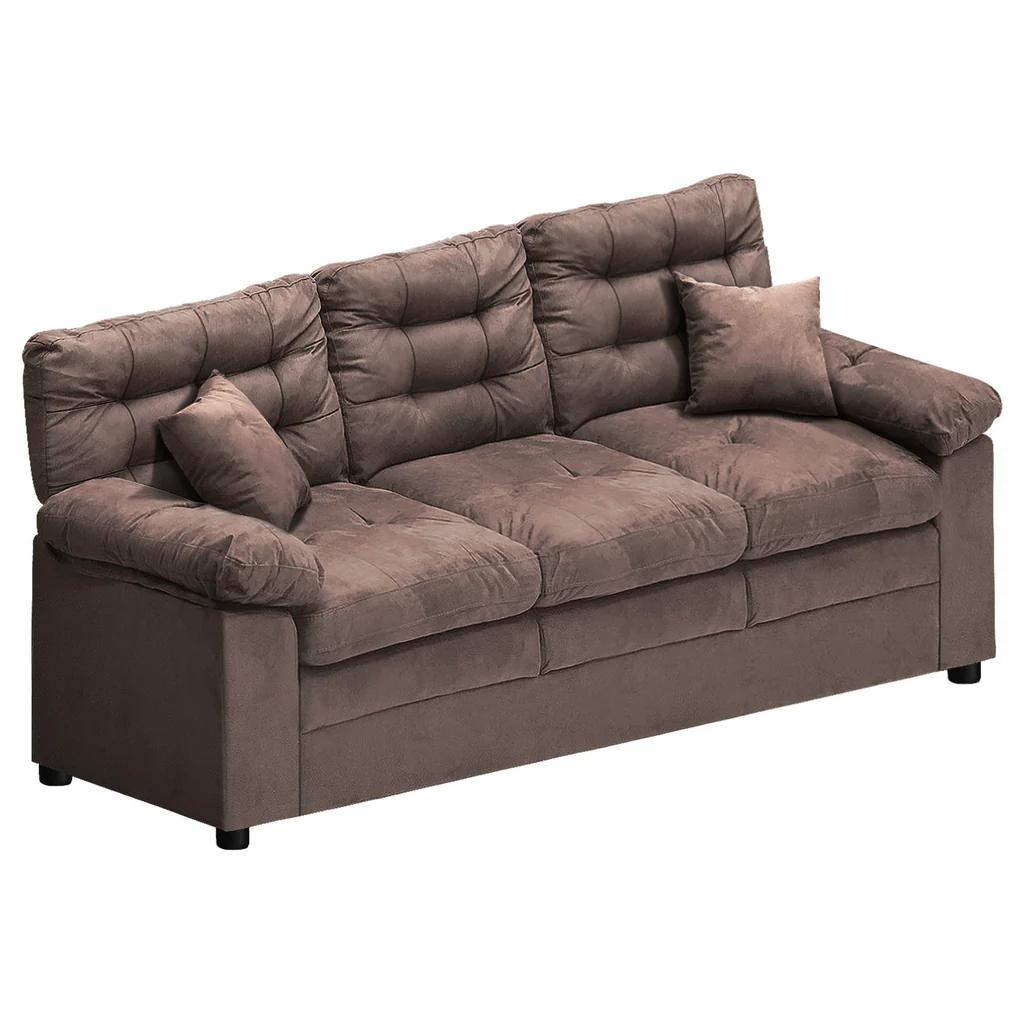 3 Seater Sofa Fabric Brown